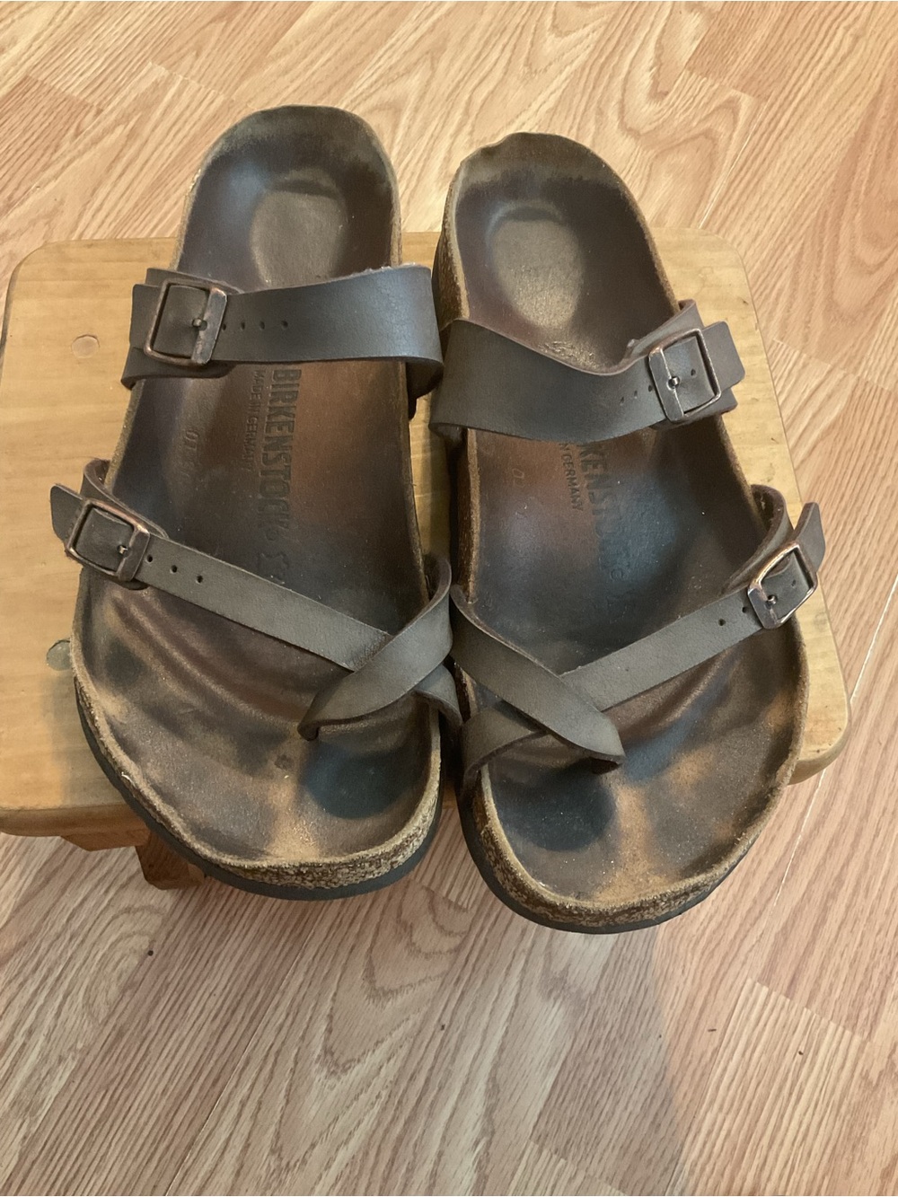 Birkenstock Arizona-Style Brown Leather Slide Sandals Mens 8/Womens 10